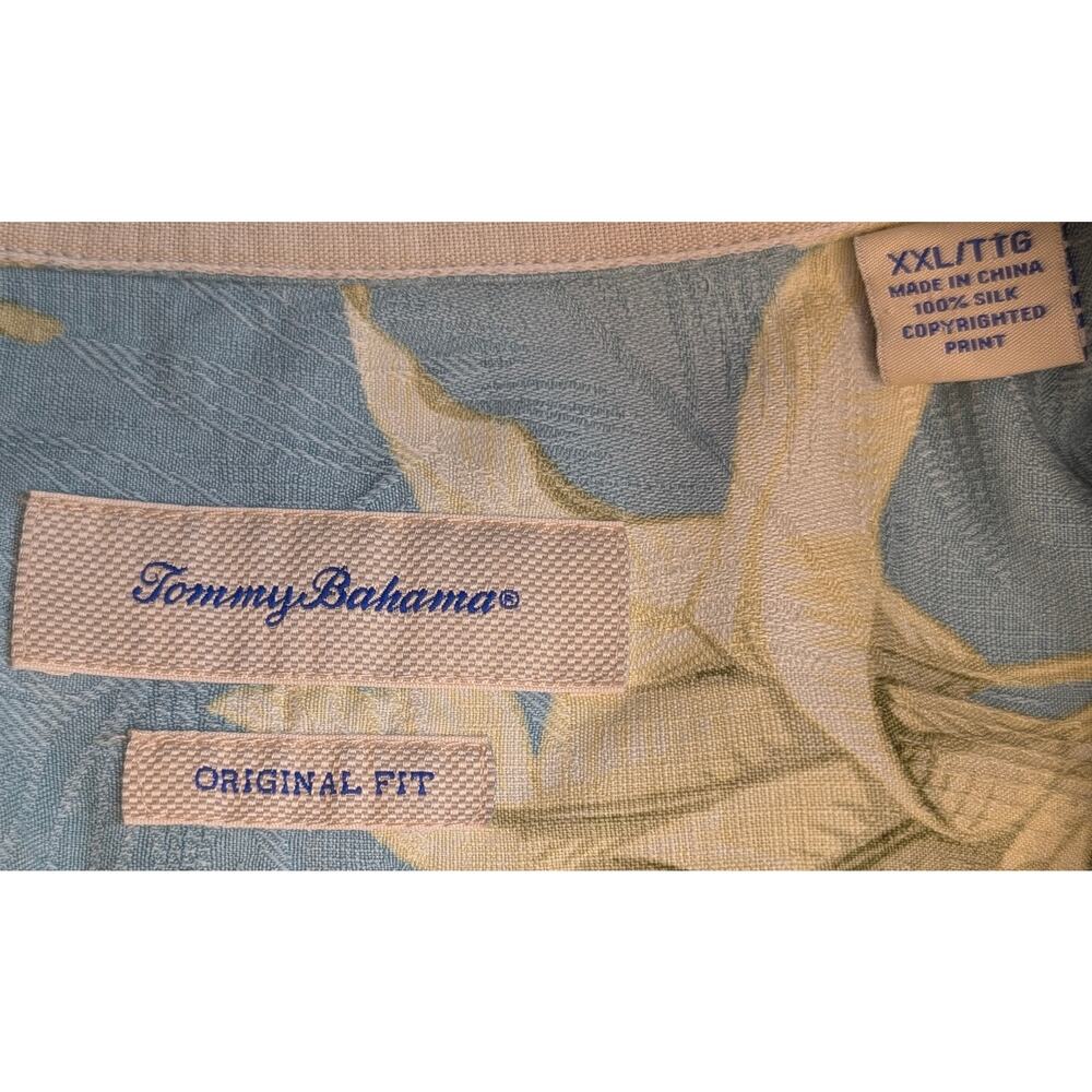 Tommy Bahama Shirt Mens XXL Blue 100% Silk Banana Leaf Tropical Hawaiian Camp - Picture 9 of 11